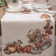 Obrusy i serwetki - Bieżnik obrus dekoracyjny gobelin 40x100 Eurofirany naturalny pomarańczowy dynie jesień - miniaturka - grafika 1