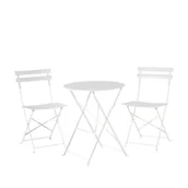 Meble ogrodowe - Beliani Meble ogrodowe białe - balkonowe - stół z 2 krzesłami - FIORI - miniaturka - grafika 1