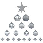 Bombki - Zestaw bombek świątecznych z gwiazdą FÉÉRIC LIGHTS AND CHRISTMAS, srebrny, 18 szt. - miniaturka - grafika 1