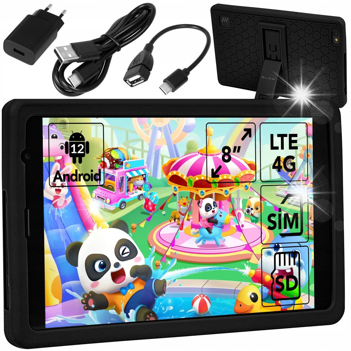 TABLET DLA DZIECI 8 CALI 4G LTE ANDROID ETUI EDUKACYJNY GRY ZABAWKI ZESTAW