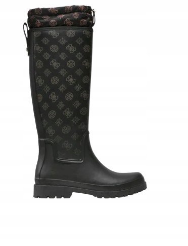 GUESS KALOSZE DAMSKIE CZARNE Z WZOREM I OZDOBNYM MANKIETEM 39 GMA