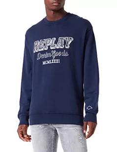 Replay Bluza męska M6314, 085 niebieska, 3XL - Bluzy męskie - miniaturka - grafika 1