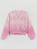 Swetry dla dziewczynek - Reserved - Kardigan z efektem ombre - różowy - miniaturka - grafika 1