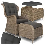 Fotele i krzesła ogrodowe - FOTEL OGRODOWY SONATA Z PODNÓŻKIEM KRZESŁO Z TECHNORATTANU NA BALKON TARAS - miniaturka - grafika 1