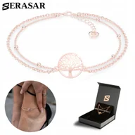 Bransoletki - SERASAR, bransoletka na kostkę ze srebra próby 925 dla kobiet „Life” z powłoką z 18-karatowego złota, regulowana długość, kolor różowego złota, w ze.. - miniaturka - grafika 1