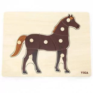 VIGA Toys Drewniane Puzzle Montessori Koń z Pinezkami - Puzzle - miniaturka - grafika 3