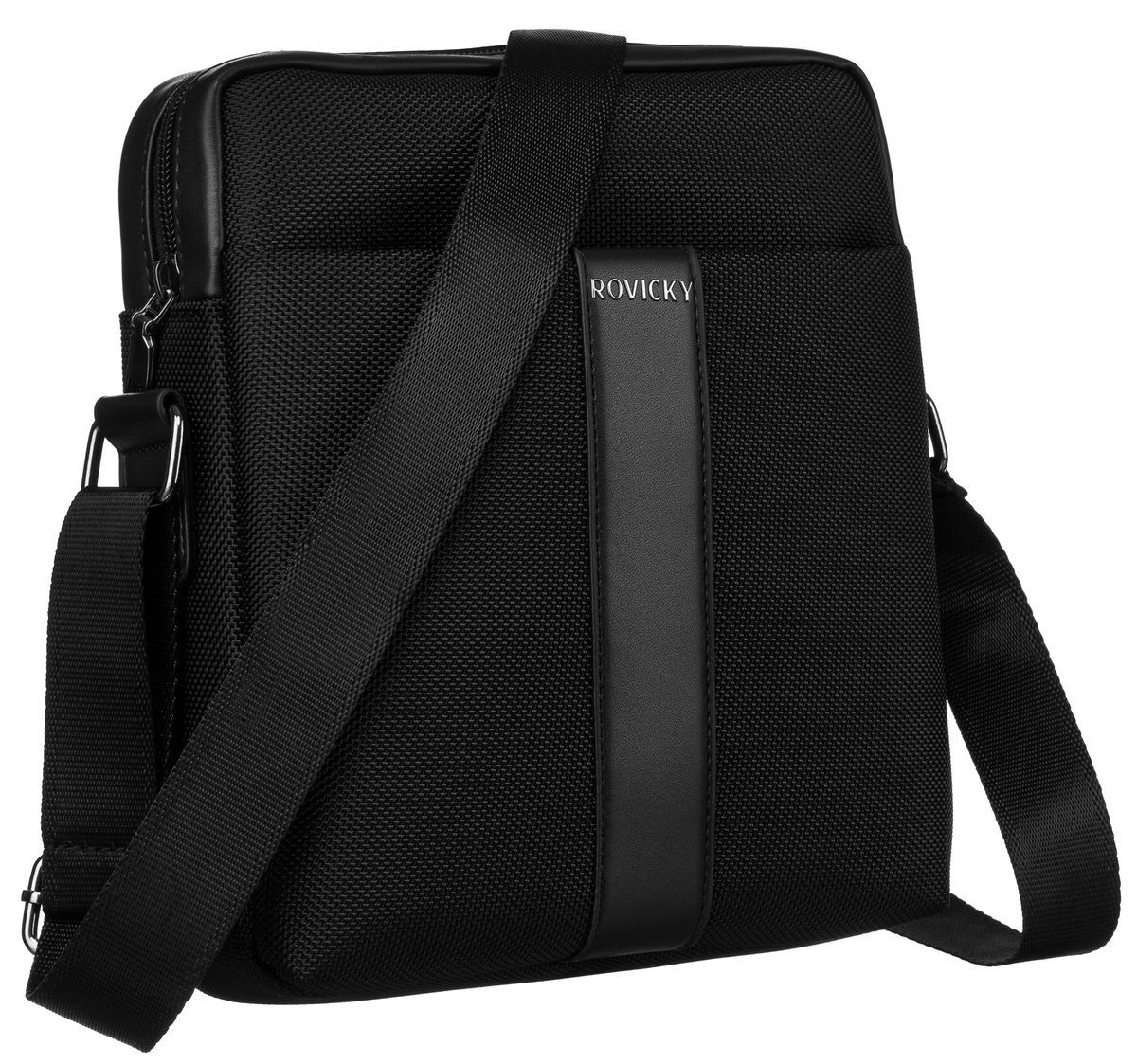 Torba męska z tkaniny codura Rovicky modna miejska listonoszka crossbody do pracy, czarny