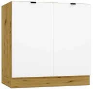 Szafki kuchenne - Dwudrzwiowa Szafka Biały Kuchenna Pod Zlew 80 Cm + Dąb Artisan K5-K70 - miniaturka - grafika 1