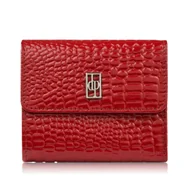 Portfele - SKÓRZANY PORTFEL DAMSKI MAŁY CZERWONY Z TŁOCZENIEM TYPU CROCO PAOLO PERUZZI AL-03-RD - miniaturka - grafika 1