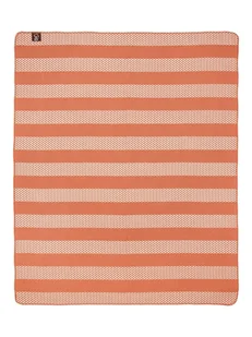 Narzuta pled 165x200 Pasy w zygzaki rudy koc wykończony szydełkiem - Koce - miniaturka - grafika 1