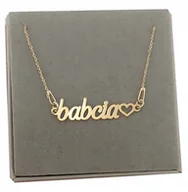 Naszyjniki - Złoty naszyjnik BABCIA srebro 925 pozłacane 60 CM - miniaturka - grafika 1