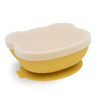 Zestawy naczyń dla dzieci - Silikonowa miseczka z przyssawką i pokrywką Miś We Might Be Tiny - Yellow - miniaturka - grafika 1