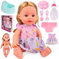 Lalki dla dziewczynek - Lalka Interaktywna Sikająca Bobas Mówi Płacze Pije Akcesoria - miniaturka - grafika 1
