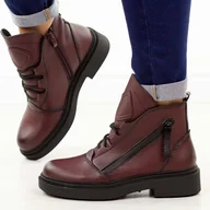 Botki damskie - Bordowe skórzane botki damskie Sergio Leone Bt25200S - miniaturka - grafika 1