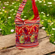 Torebki damskie - Torba Torebka Worek Listonoszka Bawełniana Na Ramię Styl Etniczny Prezent - miniaturka - grafika 1