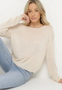 Beżowa Krótka Wiskozowa Bluza Sanivea - Bluzy damskie - miniaturka - grafika 1