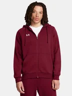 Bluzy męskie - Bluza męska z kapturem rozpinana Rival Fleece Fz Hoodie Under Armour 1379767-625 Czerwony - miniaturka - grafika 1