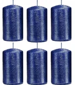 Świece - Świece ozdobne granatowe walec kokon 10/6 zestaw 6 - miniaturka - grafika 1
