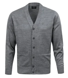 Męski Sweter Wełniany na Guziki - Kardigan - Pako Jeans - Popielaty - Swetry męskie - miniaturka - grafika 1