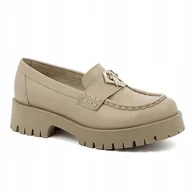 Mokasyny damskie - BEŻOWE MOKASYNY CARINII B9246-S46 SKÓRA NATURALNA LICOWA R.38 - miniaturka - grafika 1