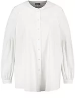 Bluzki damskie - Samoon Damska bluzka z rękawami balonowymi, długi rękaw, mankiety, bluzka z długim rękawem, jednokolorowa, biały, 56 - miniaturka - grafika 1