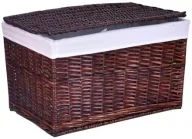 Pudła i pojemniki do przechowywania - Brązowy kosz wiklinowy z pokrywą do pralni H2-H72 - miniaturka - grafika 1