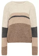 Swetry damskie - usha BLUE LABEL Damski sweter z okrągłym dekoltem, wełniany biały brązowy, M/L, Wełniany biały brązowy, M-L - miniaturka - grafika 1