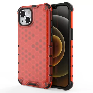 Honeycomb etui pancerny pokrowiec z żelową ramką iPhone 13 czerwony - Etui i futerały do telefonów - miniaturka - grafika 3