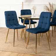 Krzesła - Zestaw 4x Krzesło Tapicerowane do Salonu YORK Granatowe Welurowe Nowoczesne Loft - miniaturka - grafika 1