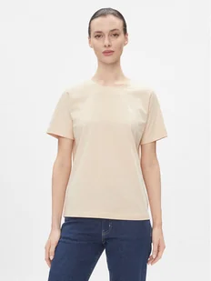 Calvin Klein T-Shirt Smooth Cotton Crew Neck Tee Ss K20K205410 Beżowy Regular Fit - Koszulki i topy damskie - miniaturka - grafika 1