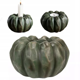 ŚWIECZNIK DYNIA HALLOWEEN JESIEŃ ZIELONA 2w1 tealight kandelabr ozdoba 11cm - Świeczniki - miniaturka - grafika 1