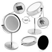 Lusterka do makijażu - Lusterko do makijażu stojące z podświetleniem led chrom - Yoka - miniaturka - grafika 1