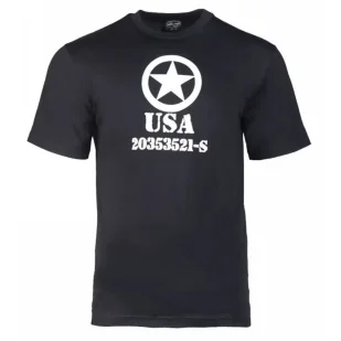 Koszulka T-Shirt Mil-Tec Allied Star - Czarna XXL - Odzież taktyczna i umundurowanie - miniaturka - grafika 1