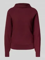 Swetry damskie - Sweter z dzianiny z mieszanki wiskozy ze wzorem ze stójką - miniaturka - grafika 1