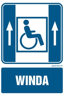 RB042 DŹWIG OSOBOWY DLA NIEPEŁNOSPRAWNYCH W GÓRĘ, PN - PŁYTA PCV 1MM; (250X375MM) - Systemy ekspozycyjne i znaki informacyjne - miniaturka - grafika 1
