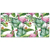 Podkładki na biurko - Podkładka na biurko Tropikalne liście i Flamingi 120x60 cm - miniaturka - grafika 1