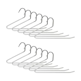 Relaxdays Wieszak na spodnie, zestaw 12 sztuk, kształt S, antypoślizgowe wieszaki na ubrania, do zawieszenia spodni, oszczędność miejsca, metal, srebrny/biały - Skarpetki dla dzieci - miniaturka - grafika 1