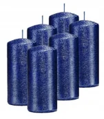 Świece - Świece ozdobne granatowe walec kokon 12/6 zestaw 6 - miniaturka - grafika 1