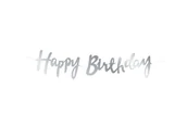 Dekoracje sali - Baner urodzinowy "Happy Birthday", 110 cm, srebrny - miniaturka - grafika 1