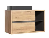 Szafki łazienkowe - Szafka łazienkowa z umywalką, Devon, 100x46x60 cm, dąb shetland, mat - miniaturka - grafika 1