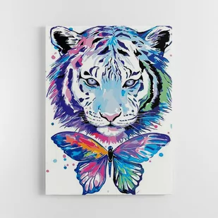 Zestaw do malowania po numerach - Tygrys z motylem50x40 cm - Malowanie po numerach - miniaturka - grafika 1
