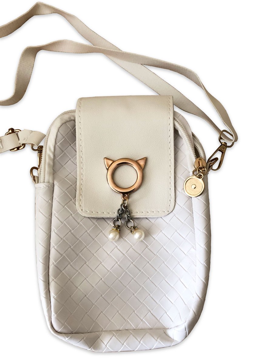 Torebka Listonoszka Rowerówka Torba Brelok Biała