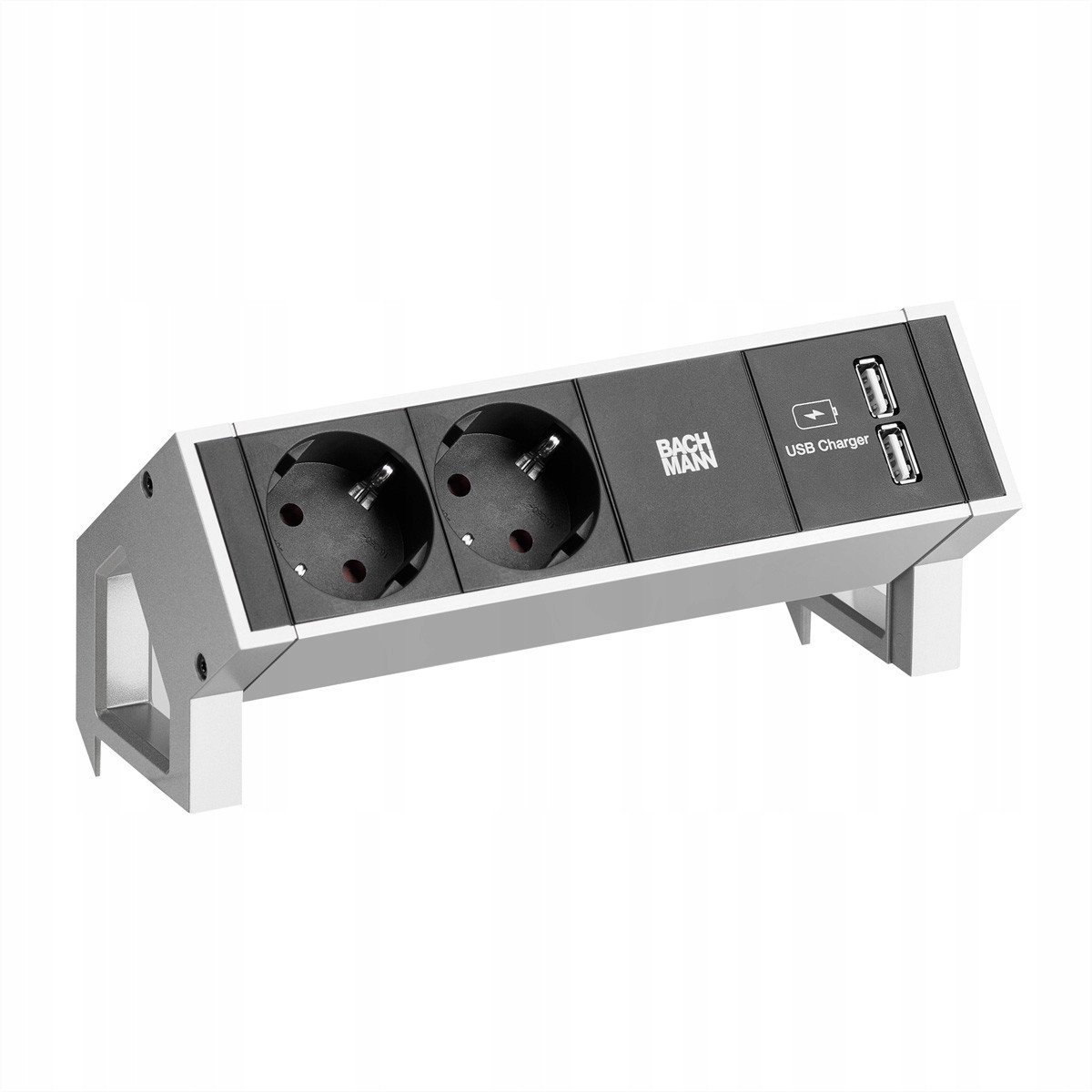 BACHMANN DESK2 2x gniazdo z uziemieniem 1x ładowarka USB, biały