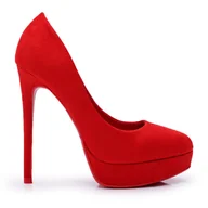 Czółenka - SEA Szpilki Damskie Zamszowe Platforma Czerwone Gervalo - ButyModne - miniaturka - grafika 1