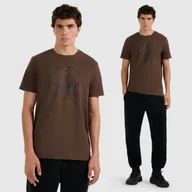 Koszulki męskie - Koszulka Męska 4F T-shirt Z Nadrukiem Regular Brązowa 4FWAW25TTSHM3138 XL Brązowy - miniaturka - grafika 1