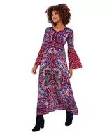 Sukienki - Joe Browns Damska sukienka maxi z nadrukiem w stylu boho z guzikami, fioletowa, 16, Fioletowy, 42 - miniaturka - grafika 1