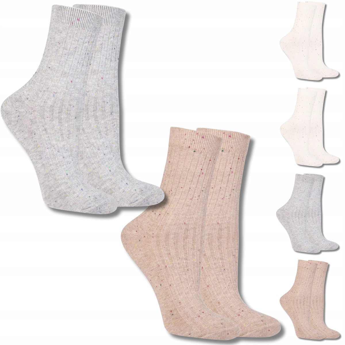 SKARPETKI DAMSKIE DŁUGIE SKARPETY BAWEŁNIANE KOLOROWE MELANŻ 6-PAK 35-38