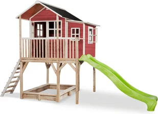Exit Domek drewniany dla dzieci ze zjeżdżalnią Loft 750 - czerwony - Place zabaw - miniaturka - grafika 1