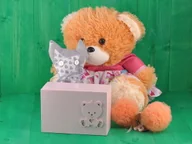 Pudełka i szkatułki - Drewniana różowa szkatułka prezent dla dziewczynki z misiem. - miniaturka - grafika 1