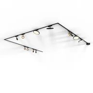 Lampy sufitowe - QAZQA System oświetlenia szynowego z 8 reflektorami i 4 lampami sufitowymi, czarny, 1-fazowy - Magnetic Lance Puk - miniaturka - grafika 1